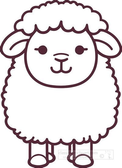 Sheep Clipart Smiling Cute Sheep Coloring Pages Black Outline Printable