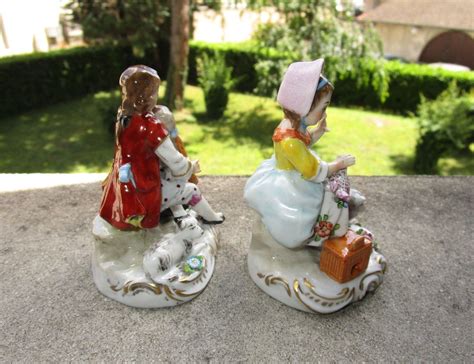 Proantic Sitzendorf Très Belle Paire De Figurines En Porcelaine Alle