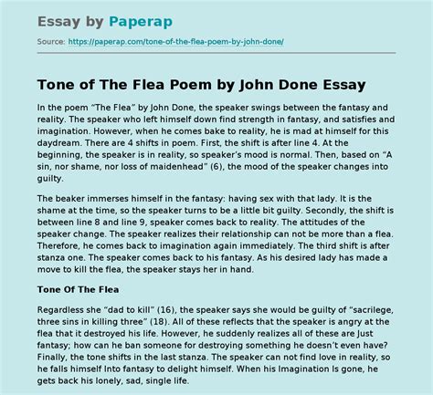 Tone of The Flea Poem by John Done Free Essay Example