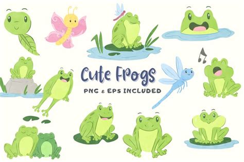 Cute Frogs Watercolor Style Clip Art Clip Art Library