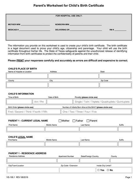 2016 2025 Form TX VS 109 1 Fill Online Printable Fillable Blank