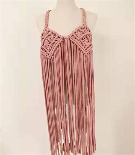 Macrame Dress Long Fringe Sleeveless Boho Chic Hippie Etsy