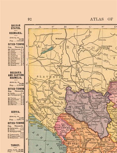 Historic Map - Balkan States Europe - Hammond 1910 - 23 x 30.08 - Vint ...