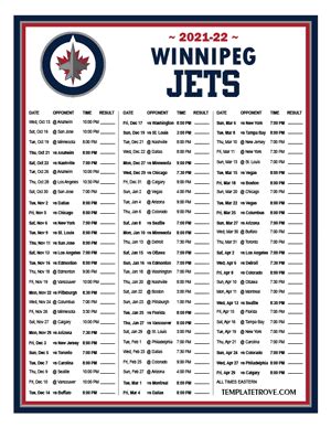 Printable 2021 2022 Winnipeg Jets Schedule