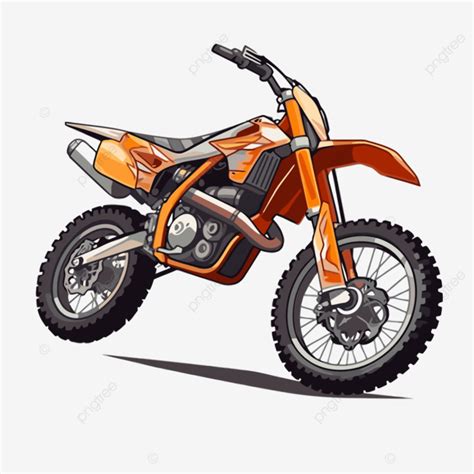 Dirt Bike Vector Sticker Clipart Cartoon Orange Dirt Bike Rendered On