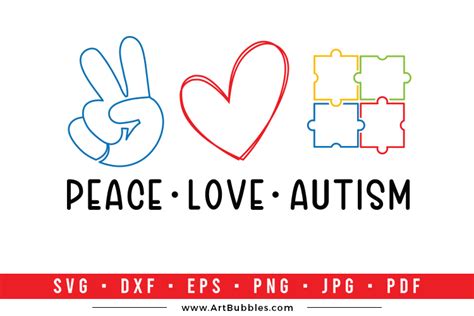 Peace Love Autism Svg Free Svg File Artbubbles