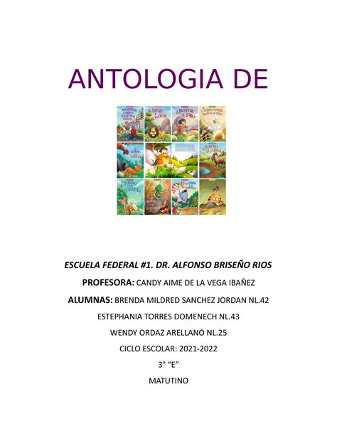 Antologia De Fabulas Espa Ol Antologia De Fabulas Escuela Federal