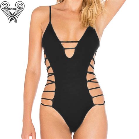 Bkning Push Up Swimsuit 1 Piece Women Swimwear Strappy One Piece