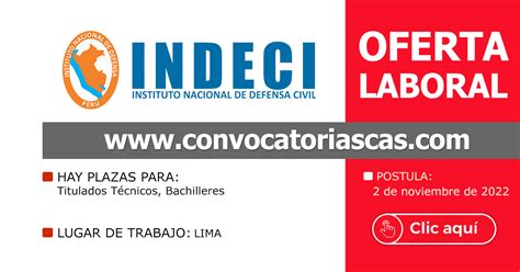 Convocatoria Indeci Cas Plazas Administraci N Ciencias