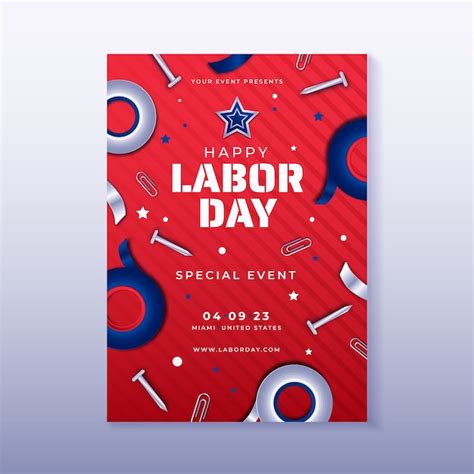 Free Vector Gradient Vertical Poster Template For American Labor Day