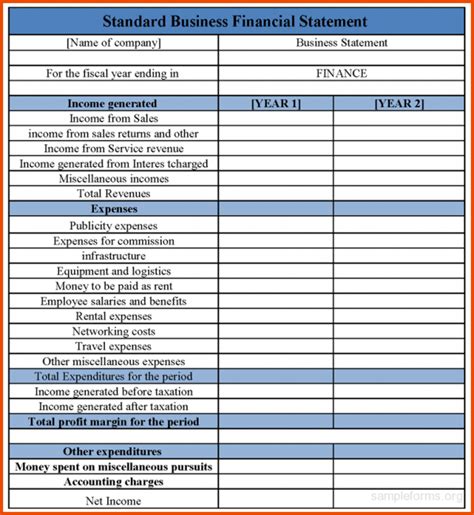 Free Business Financial Statement Template — db-excel.com