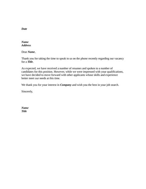 Phone Interview Rejection Letter How To Write A Phone Interview