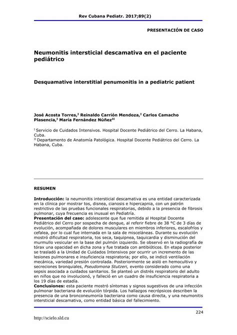 Pdf Neumonitis Intersticial Descamativa En El Paciente Scielo Sld Cu