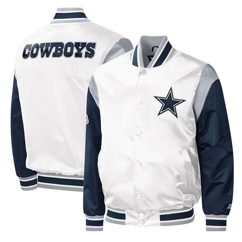 Starter White/Blue Satin Dallas Cowboys Warm-Up Pitch Jacket - Jackets ...