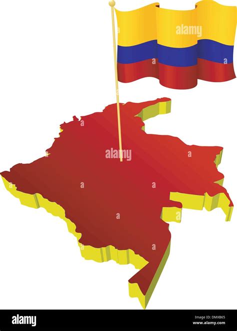 Mapa De Imagen Tridimensional De Colombia Con La Bandera Nacional