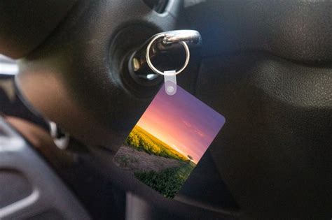 Sleutelhanger Bloemen Weg Lucht Geel Paars Zonsondergang