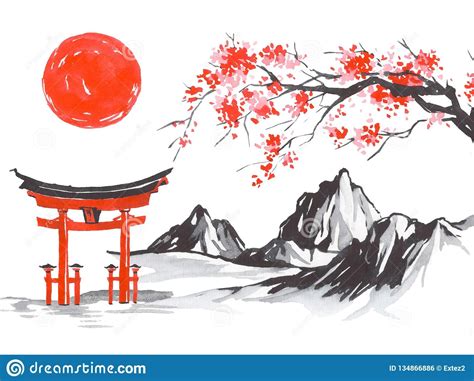 Sakura Painting Sumi E Painting Japan Painting Abstract Painting