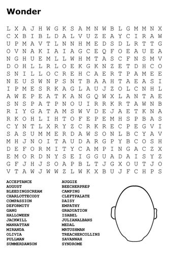 Wonder Word Search By Sfy773 Teaching Resources