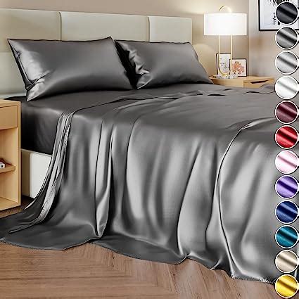 DECOLURE Satin Sheet Queen Set 4pcs Genuine Luxurious Silk Feel