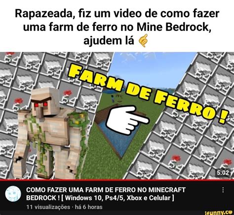 Rapazeada Fiz Um Video De Como Fazer Uma Farm De Ferro No Mine Bedrock