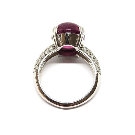 Proantic Tourmaline Cabochon Diamonds Carats White Gold Ring