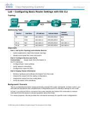 Lab 3 Configuring Basic Router Settings With IOS CLI PT Docx Lab