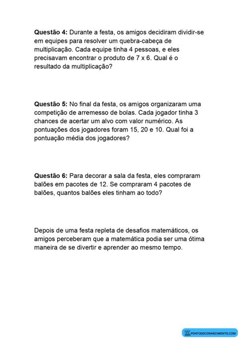 Atividade de matemática divisão e multiplicações contextualizadas