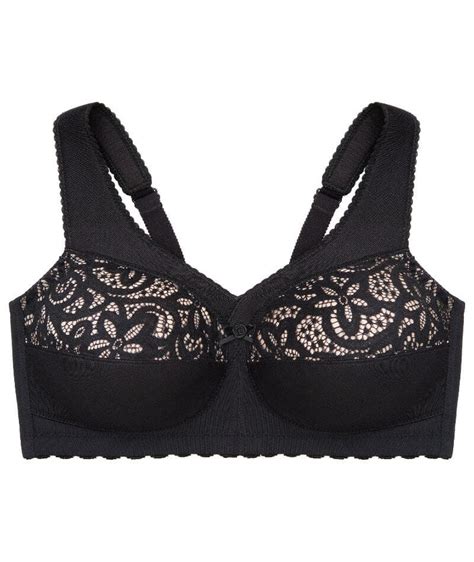 Glamorise Magiclift Cotton Support Wire Free Bra Black Curvy Bras