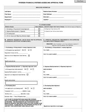 Fillable Online Ryerson System Access Form Ryerson University Fax