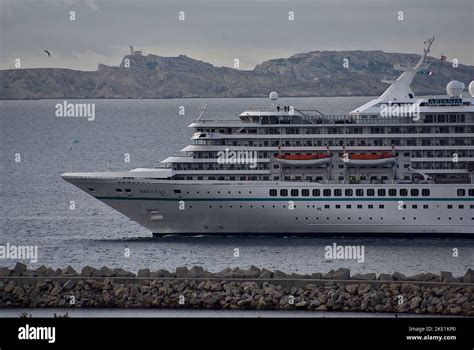 The liner Artania cruise ship arrives at the French Mediterranean port ...