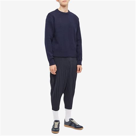 Homme Plissé Issey Miyake Jf153 Cropped Easy Fit Pant Navy END UK