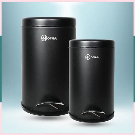 Mofna Stainless Steel Black Pedal Dustbin Set Of Pcs X Inch