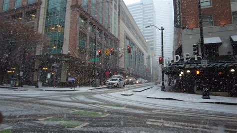 Downtown Seattle Walking In Fresh Snowfall Washington Winter