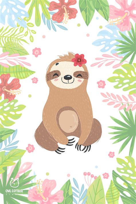 Cute Sloth Clipart Collection, Cute Cartoon Sloth | Cute sloth, Cute