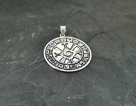 Mayan Calendar Pendant Aztec Jewelry Amulet Pendant Mexican Etsy