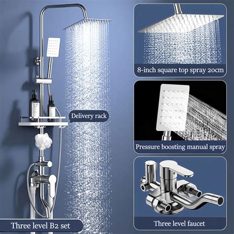 Stainless Shower Set Rain Shower Bathroom Premium Shower Rain Hot And Cold Shower Set Storage