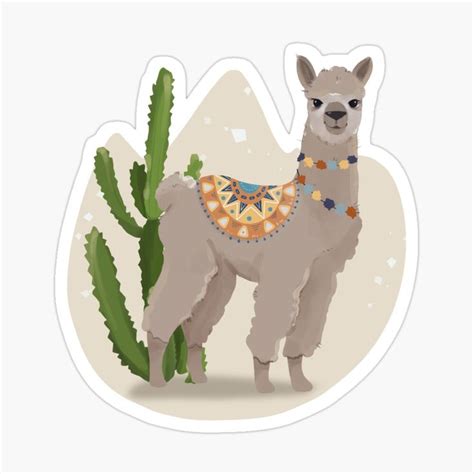 Cute Llama With Cactus Sticker For Sale By ArtGiftsStudio Cute