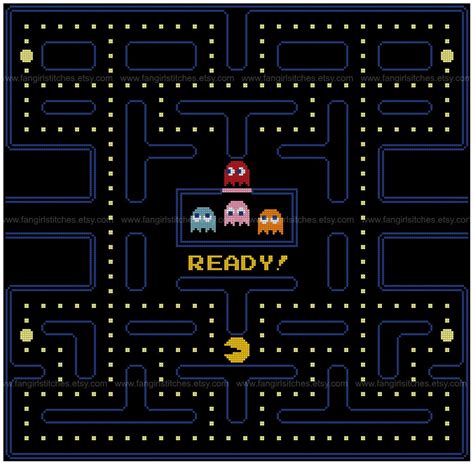 Pac Man Opening Screen Cross Stitch Pdf Pattern Designed Etsy