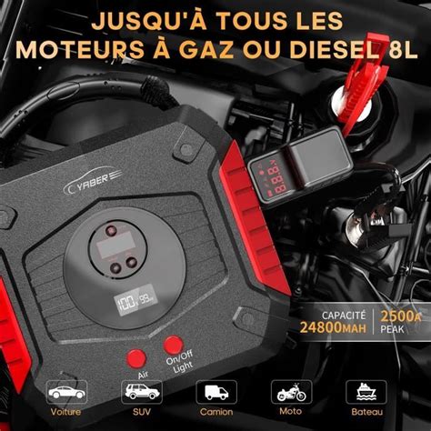 Booster Batterie Voiture YABER YA30 150 PSI Compresseur Dair 2500A