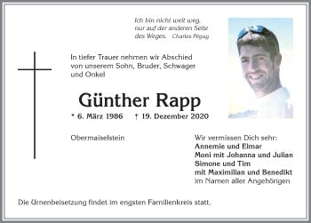 Gedenkkerzen von Günther Rapp Allgäuer Zeitung