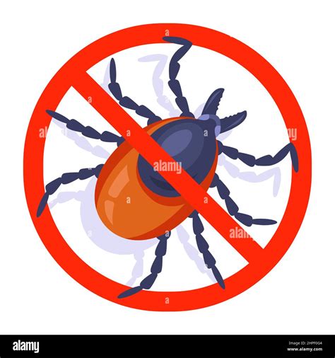 Crossed Out Sign Encephalitis Tick Dangerous Insect Flat Vector