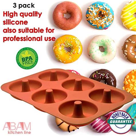 Abam Professional Premium Silicone Donut Pan 3 Pack Non Stick