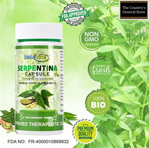 Serpentina Supplement Capsules 500mg Bottle Of 100 Capsule Serpentina