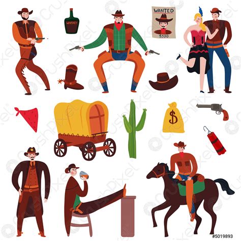 Wild West Icon Set Stock Vector Crushpixel