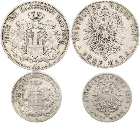 NumisBids WAG Online OHG Auction 35 Lot 1048 Hamburg2 Und 5 Mark