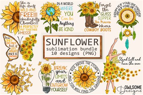 Sunflower Sublimation Bundle By Owlsomedesigns Thehungryjpeg