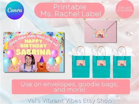 Customized Ms. Rachel Birthday Label Printable PDF 3x2 - Etsy