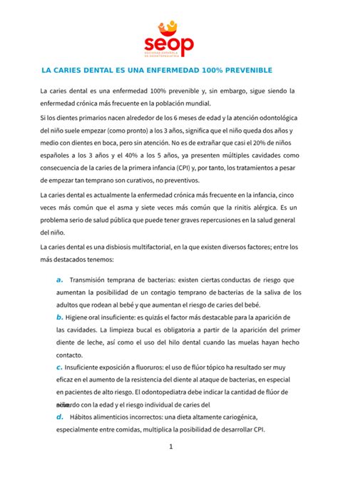 Prevenci N De La Caries Sociedad Espa Ola De Odontopediatr A