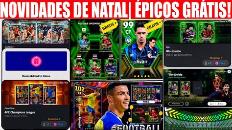 NOVIDADES de NATAL ÉPICOS GRÁTIS no eFootball 24 YouTube