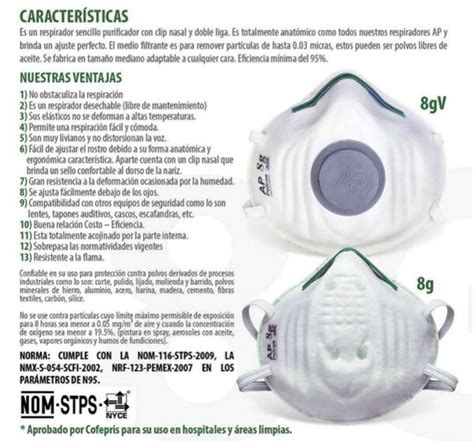 Mascarilla Desechable Partículas N95 AP Mod 8G MMAVI Servicios